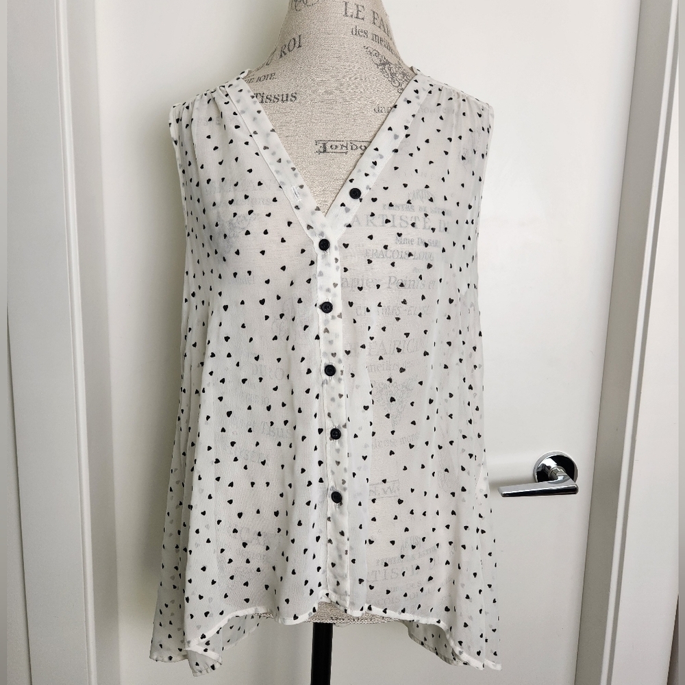 Feminine Burnout Hearts Sleeveless Blouse